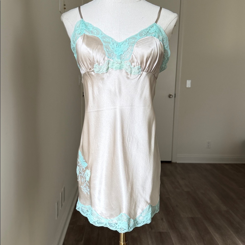 Gold Hawk satin slip/long camisole